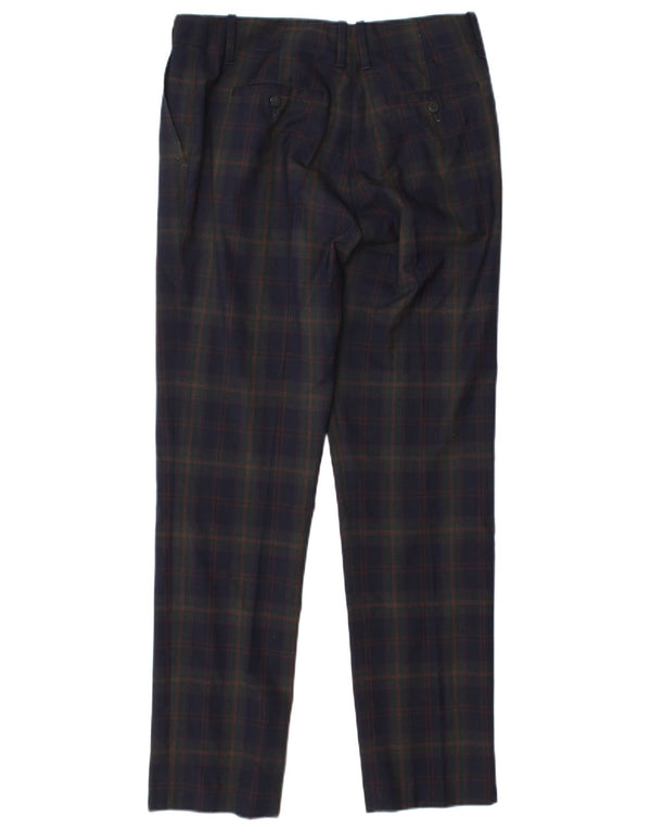 Pantaloni chino dritti da donna Incotex IT 44 medio W30 L30 blu navy a quadri