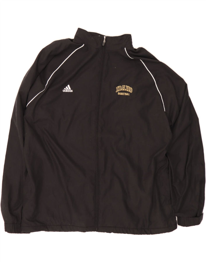 ADIDAS Mens Idaho Basketball Tracksuit Top Jacket 2XL Black Polyester Vintage Adidas and Second-Hand Adidas from Messina Hembry 