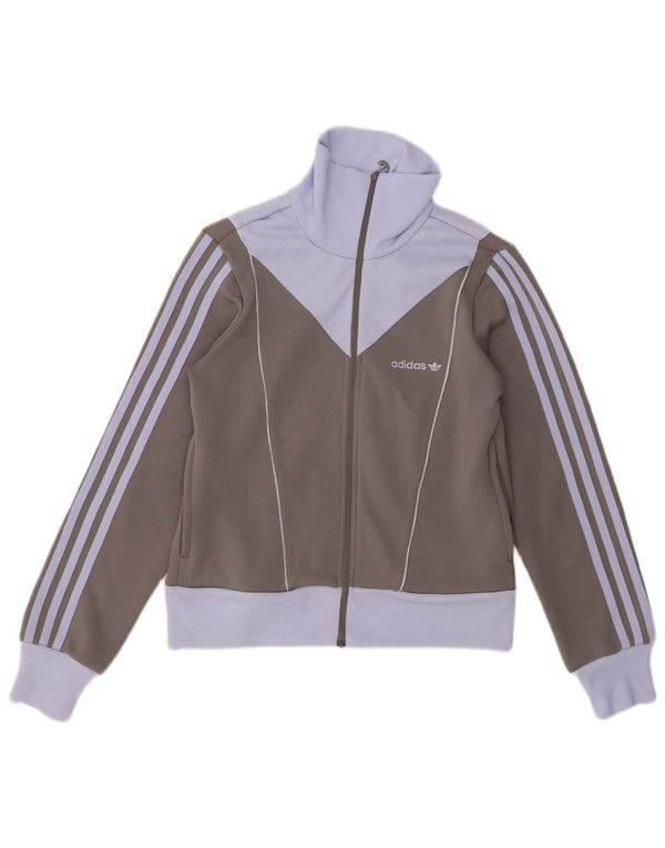 Giacca da tuta da donna Adidas UK 12 Poliestere color block grigio medio