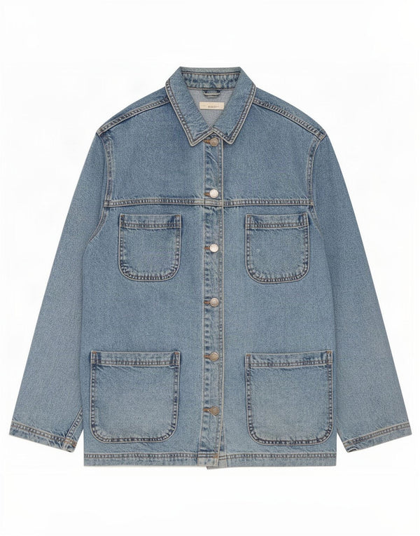 Topshop Giacca di jeans oversize da donna UK 10 Small Blue Cotton