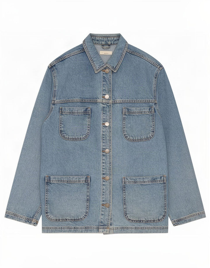 Topshop Giacca di jeans oversize da donna UK 10 Small Blue Cotton