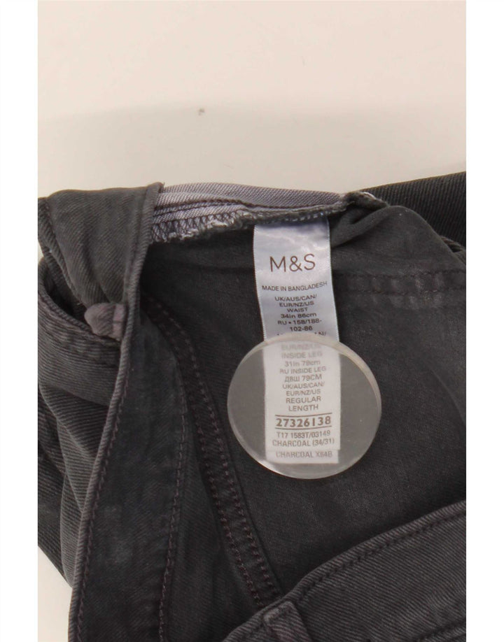 Pantaloni chino slim da uomo Marks & Spencer W34 L28 cotone grigio
