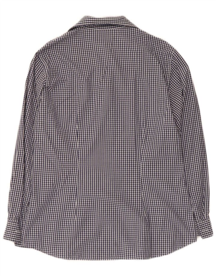 Camicia Donna Benetton IT 44 Cotone Vichy Blu Navy Medio