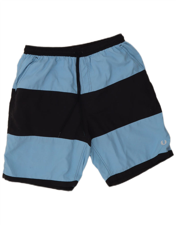Pantaloncini da bagno da uomo Fred Perry grandi in nylon color block blu