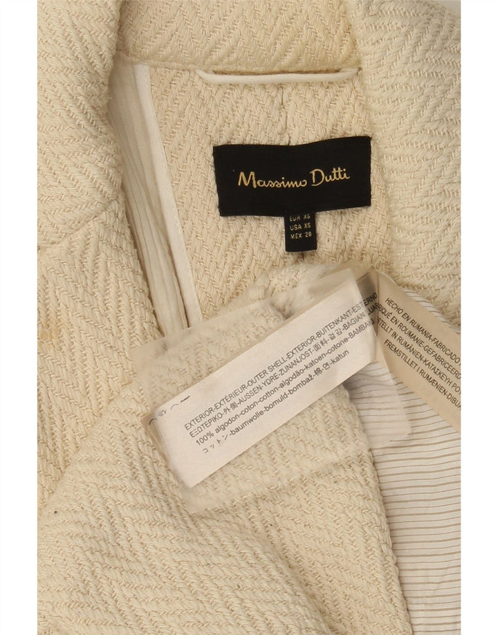 Soprabito aperto da donna con maniche a 3/4 di Massimo Dutti UK 6 XS bianco sporco a spina di pesce