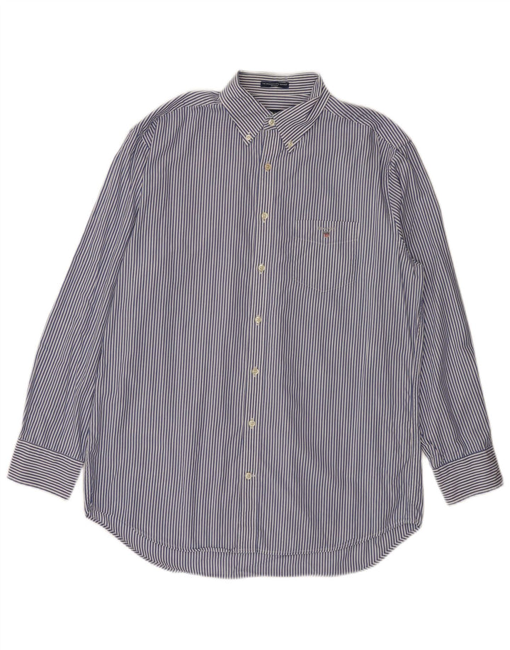 Gant Camicia Regular da Uomo Taglia 41/42 16 1/2 Grande Cotone a Righe Blu