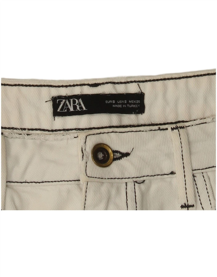 Minigonna di jeans Zara da donna piccola W27 bianca
