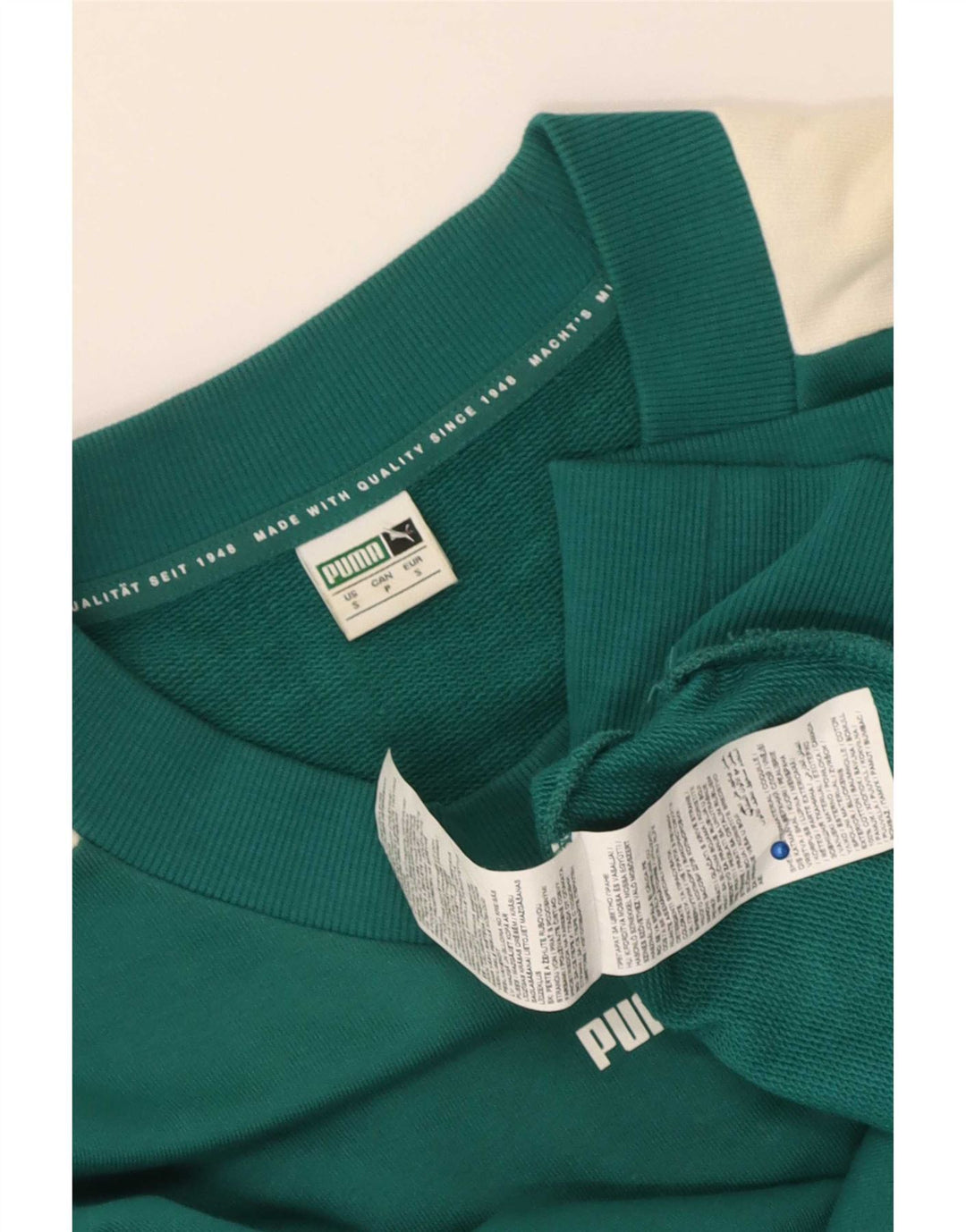 Felpa da uomo Puma Maglione piccolo verde color block in cotone