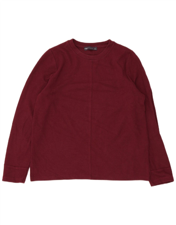 Marks & Spencer Top da donna a maniche lunghe UK 12 Cotone bordeaux medio