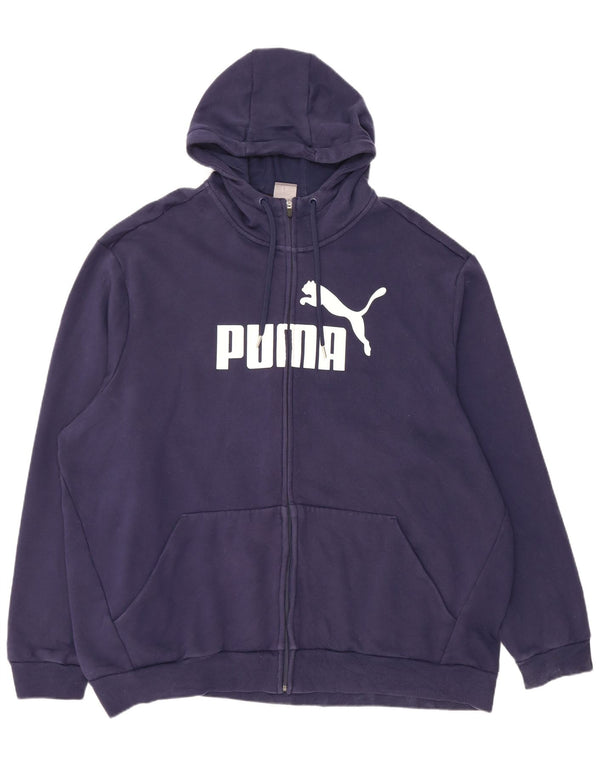Felpa con cappuccio e zip grafica da uomo Puma 5XL cotone blu navy