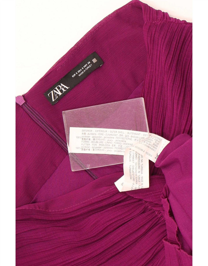 Gonna midi a vita alta da donna Zara piccola W26 poliestere viola