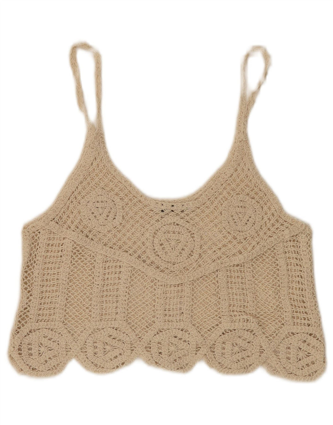 Canotta corta all'uncinetto da donna Zara UK 12 Beige medio
