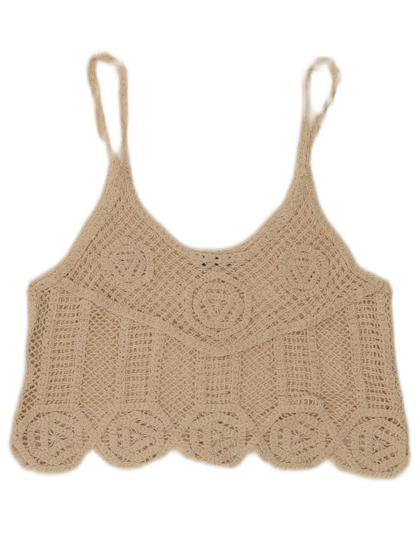 Canotta corta all'uncinetto da donna Zara UK 12 Beige medio