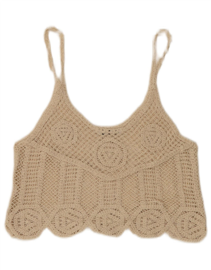 Canotta corta all'uncinetto da donna Zara UK 12 Beige medio
