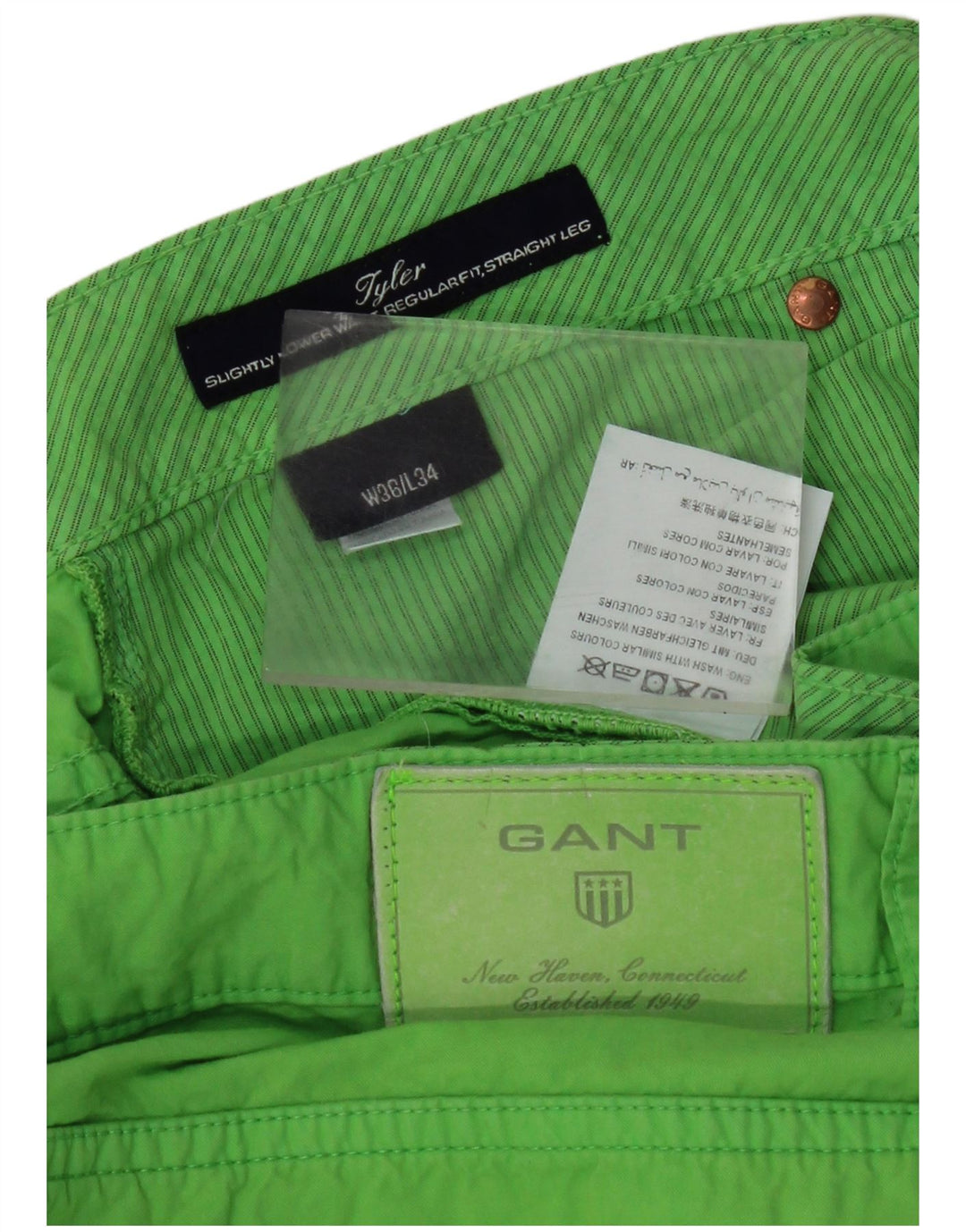 GANT Pantaloncini casual da uomo Tyler Regular Fit W36 Large Green Cotton