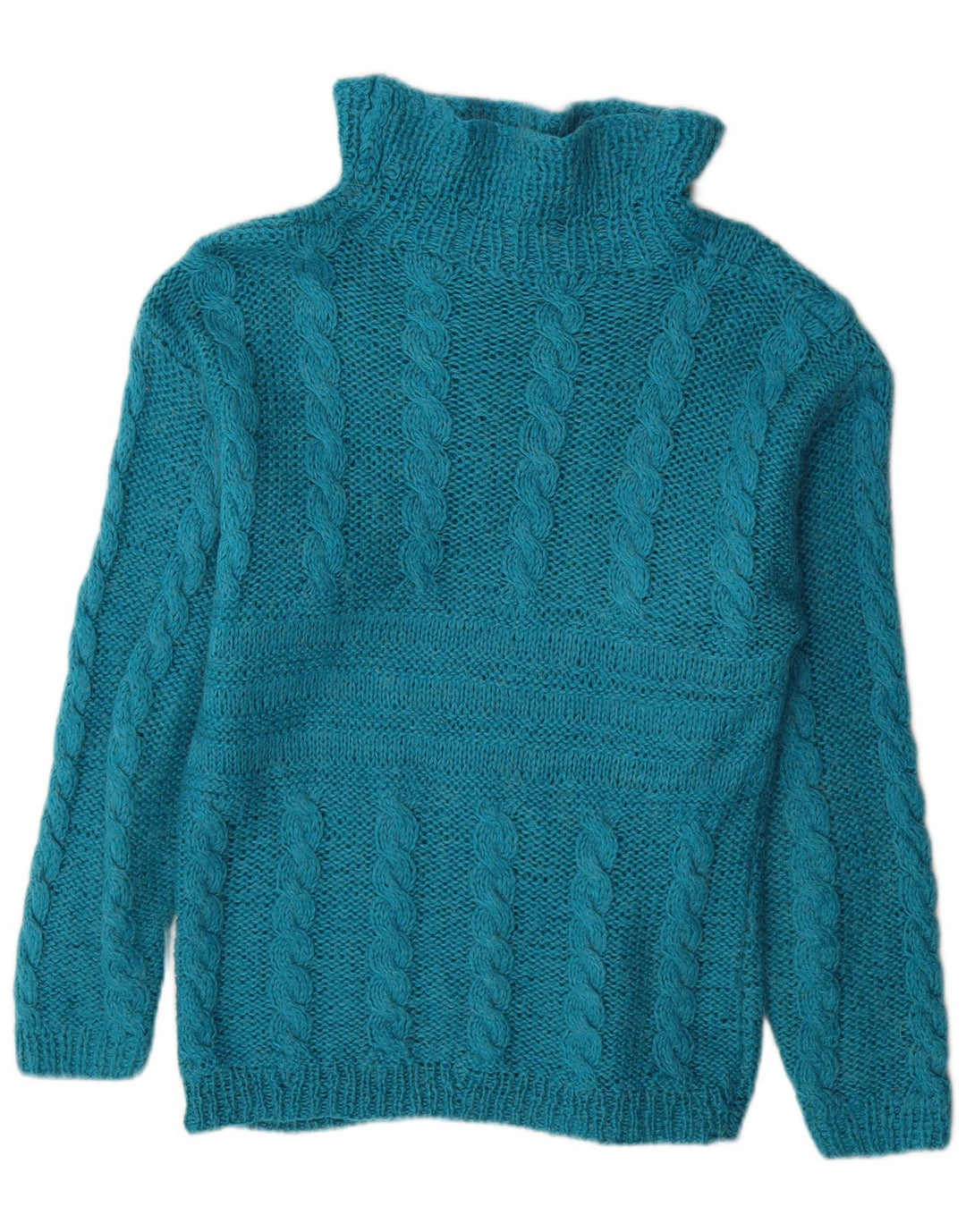 Maglione maglione vintage da donna con collo dolcevita UK 16 grande blu