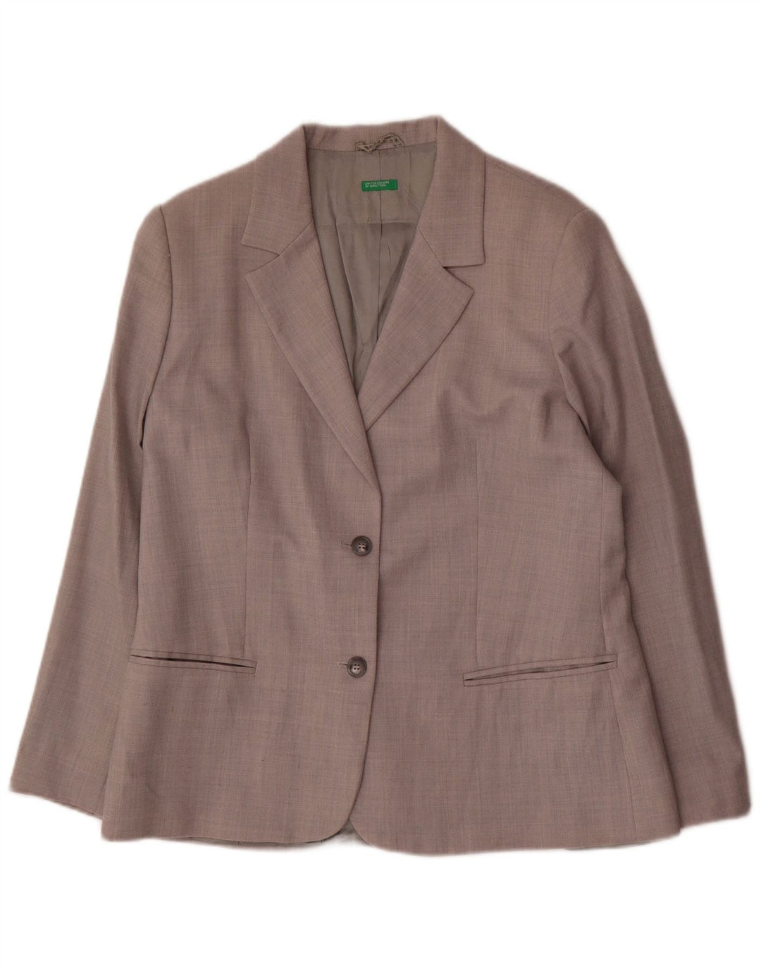 Giacca Blazer a 2 Bottoni da Donna Benetton IT 48 XL Lana Grigia