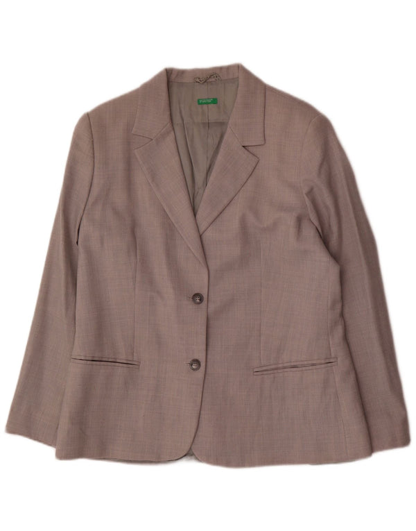 Giacca Blazer a 2 Bottoni da Donna Benetton IT 48 XL Lana Grigia