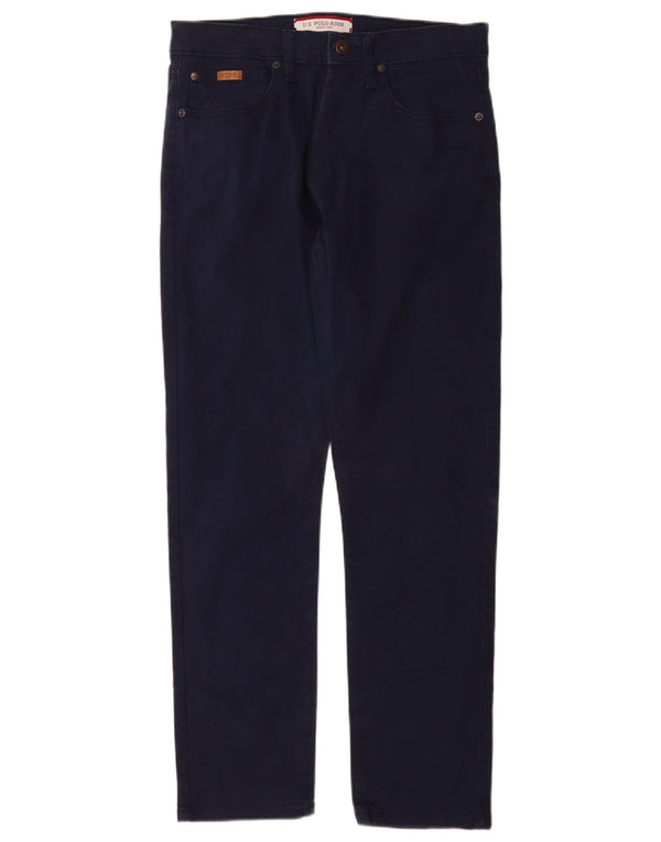 Polo Assn. degli Stati Uniti Pantaloni casual da uomo slim fit W32 L30 in cotone blu navy