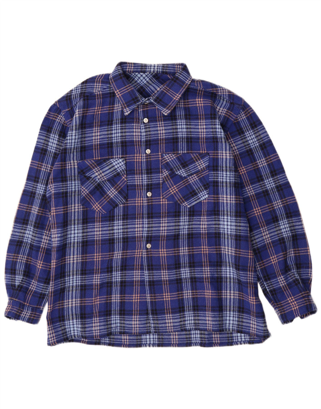 Camicia vintage da uomo in flanella XL a quadri blu