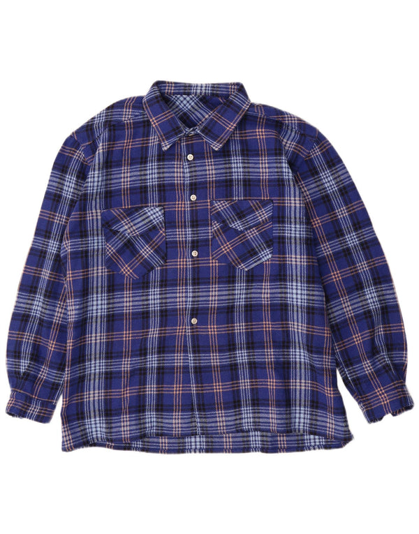 Camicia vintage da uomo in flanella XL a quadri blu