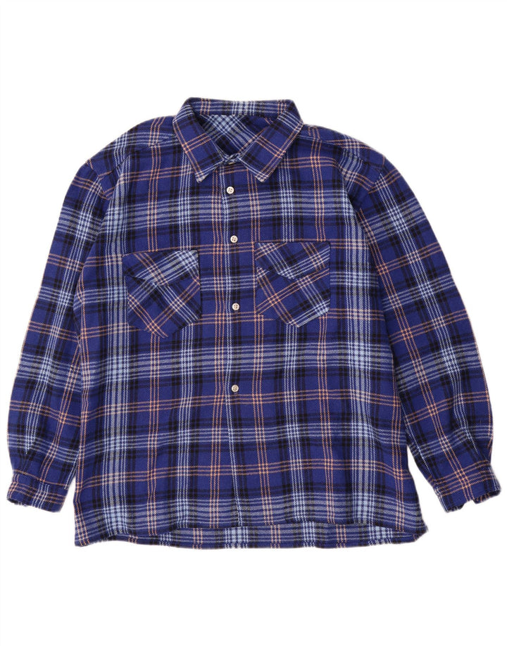 Camicia vintage da uomo in flanella XL a quadri blu