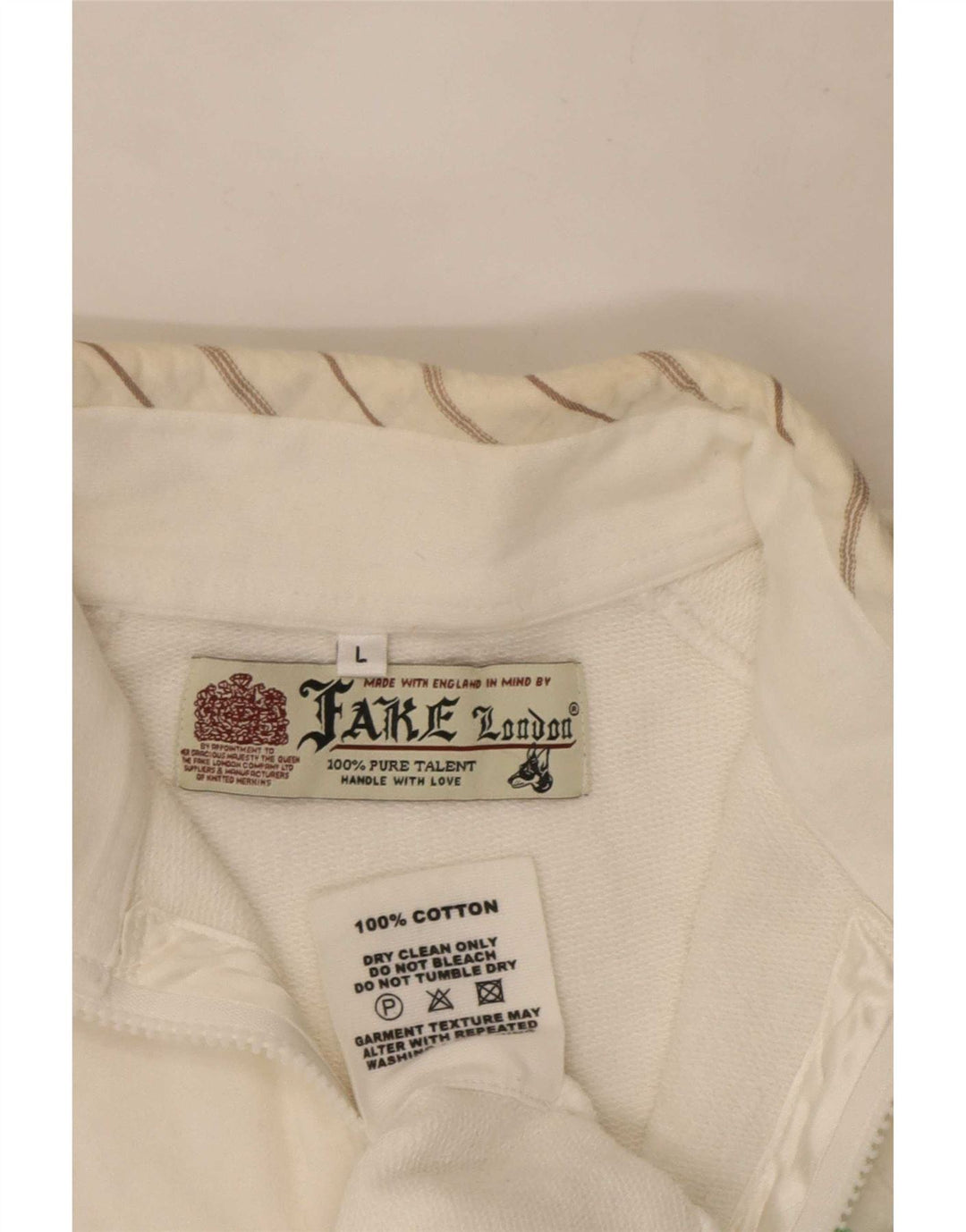 Giacca da tuta con grafica vintage da donna UK 16 grande cotone bianco