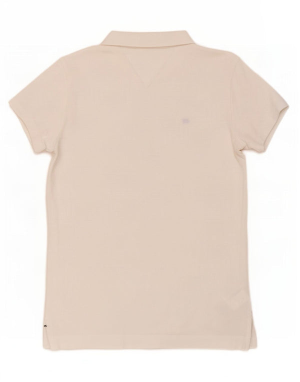 Polo slim fit da donna Tommy Hilfiger UK 10 piccola in cotone bianco
