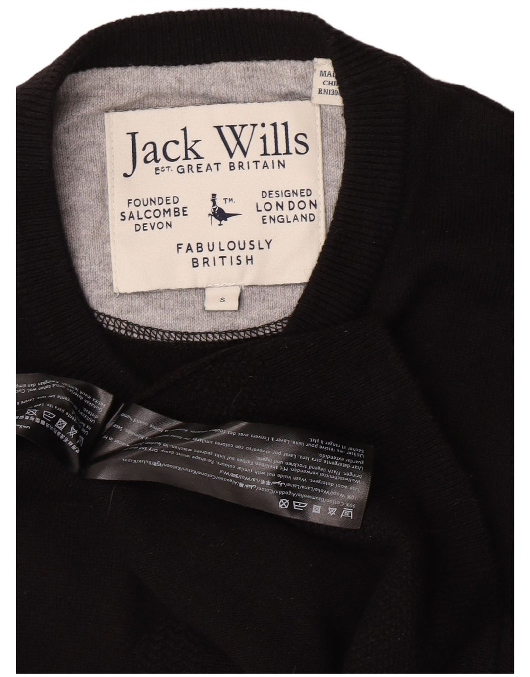 Maglione maglione girocollo da uomo Jack Wills piccolo cotone nero