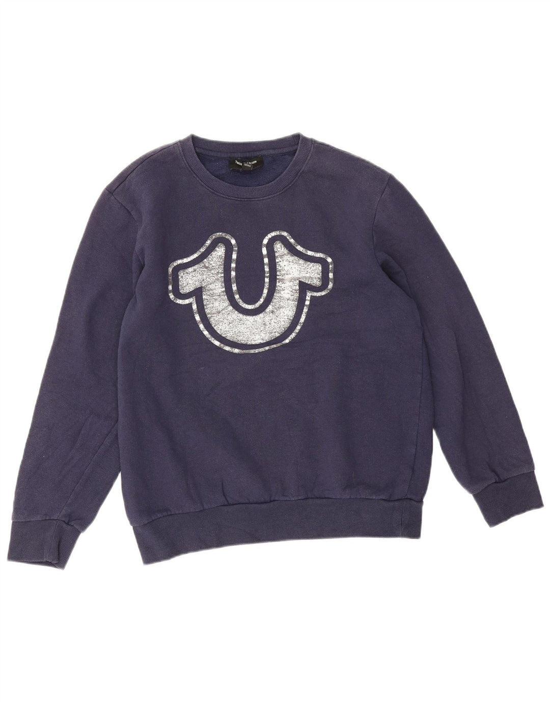Felpa grafica da uomo True Religion, maglione medio, cotone blu navy