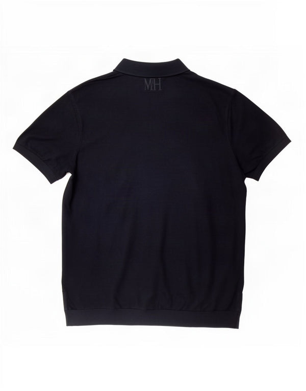 Zara Mens Short Sleeve Turtle Neck Jumper Sweater XL Navy Blue Viscose