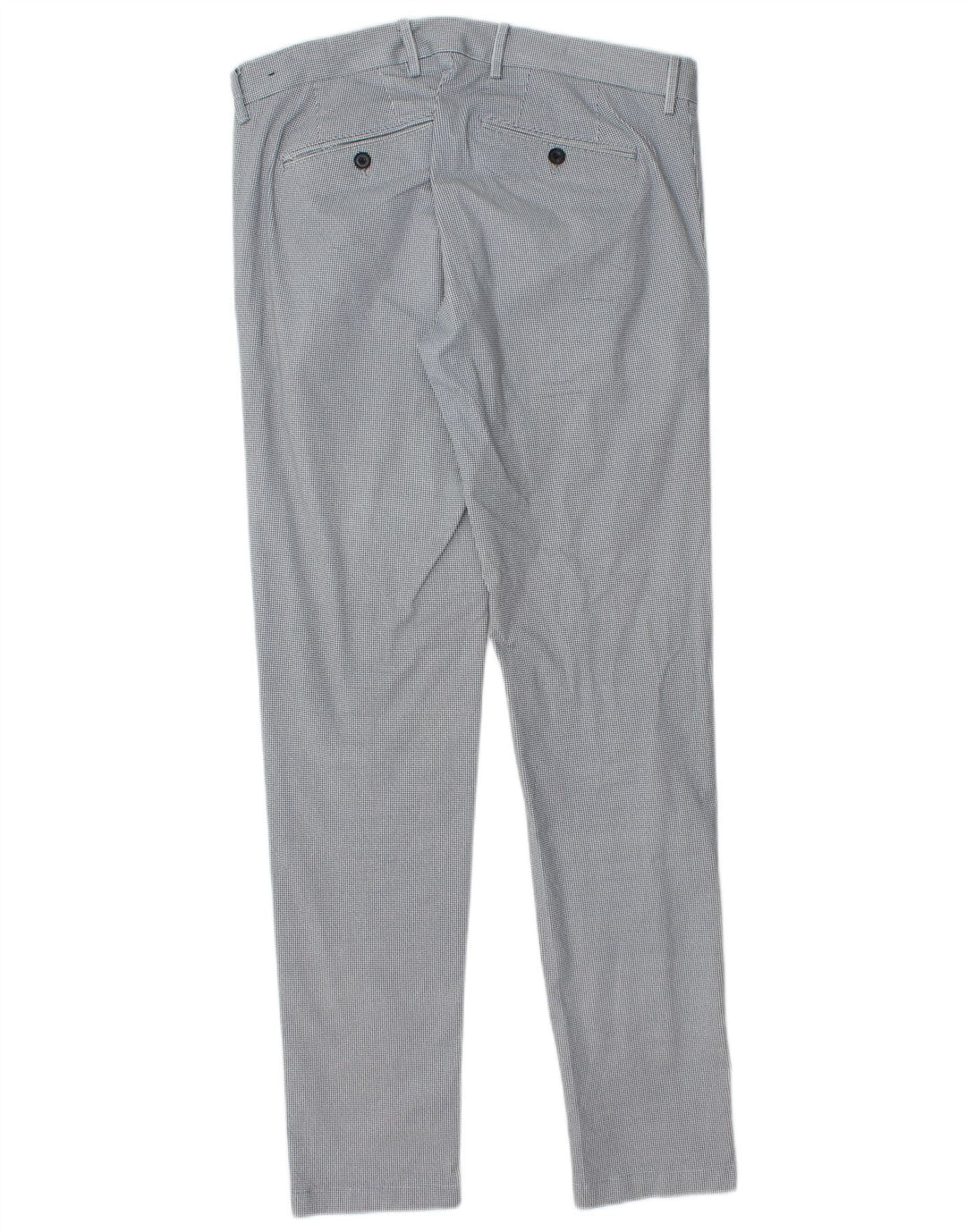 Pantaloni da abito skinny da uomo Gutteridge IT 46 Small W32 L32 Pied de poule blu