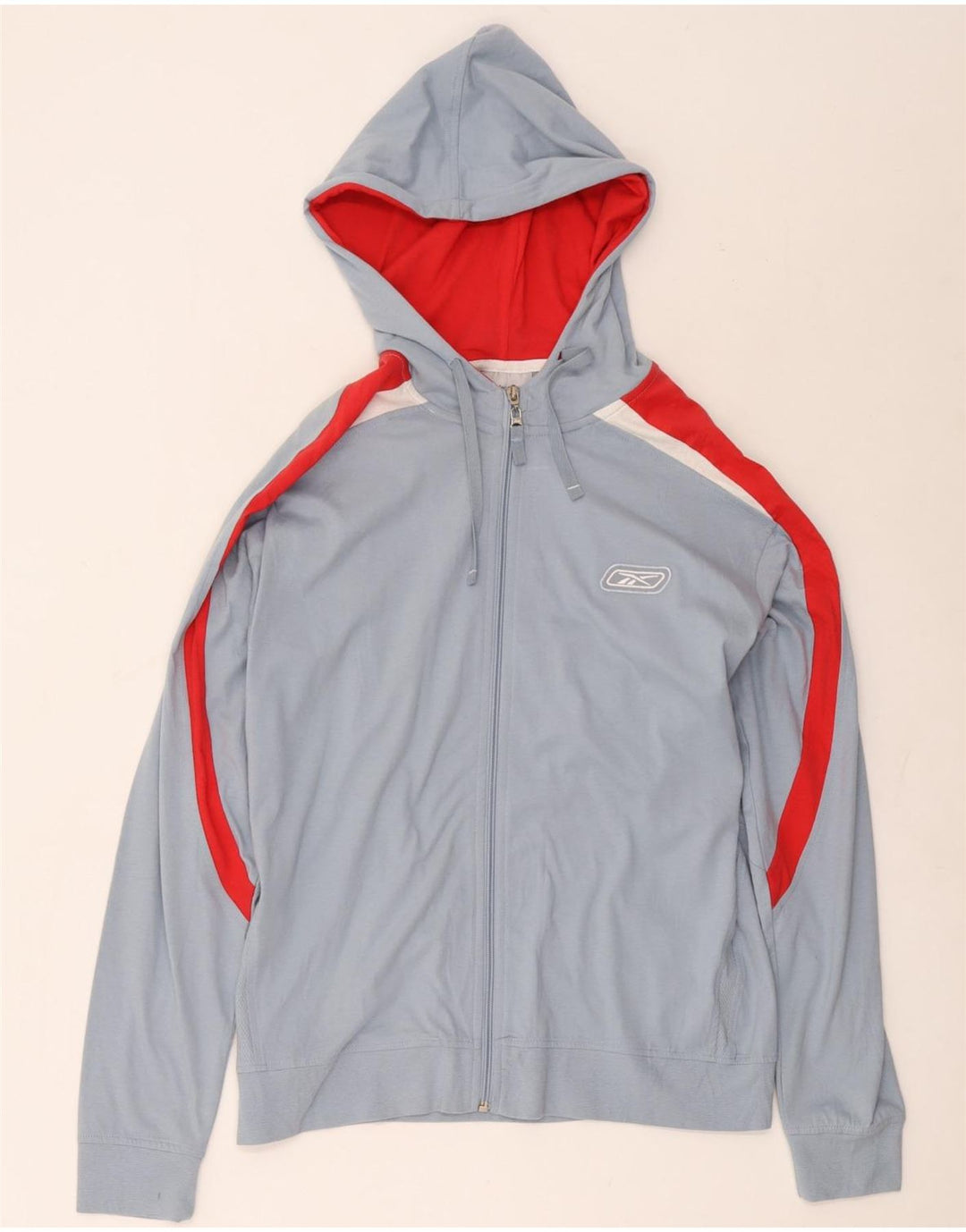 Maglione con cappuccio e zip da uomo Reebok piccolo in cotone color block blu