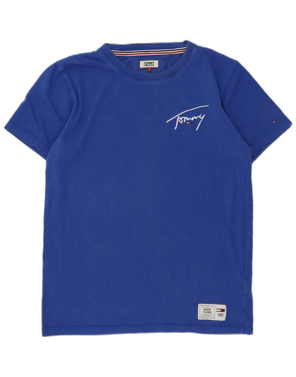 T-shirt grafica da uomo Tommy Hilfiger Top piccola in cotone blu