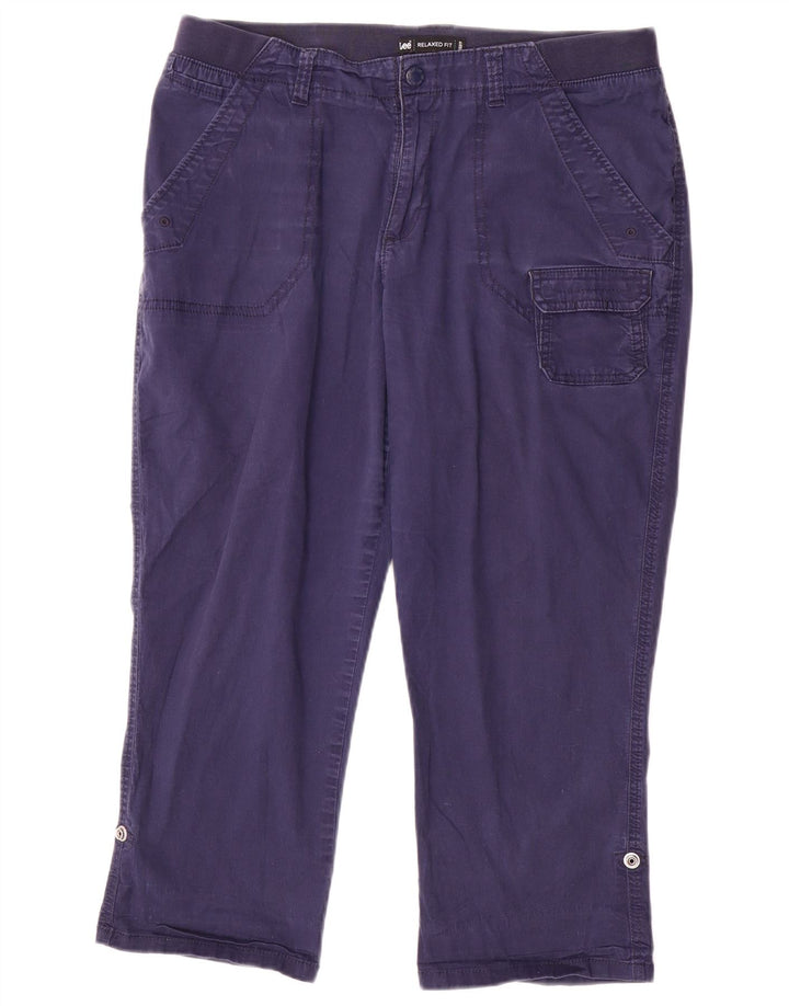 Pantaloni Capri da donna dalla vestibilità rilassata Lee US 14 XL W36 L23 Cotone blu navy
