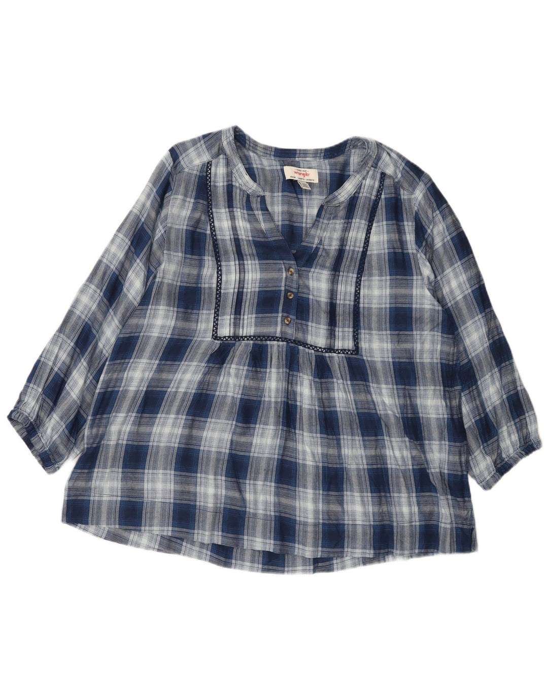 Camicetta da donna con maniche a 3/4 Wrangler UK 16 Viscosa a quadri blu grande