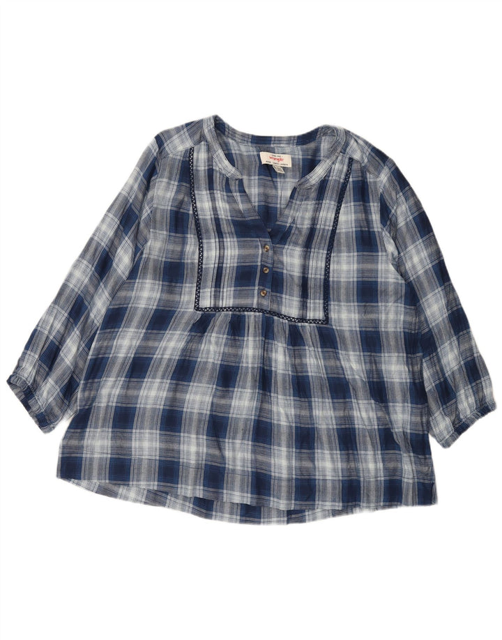 Camicetta da donna con maniche a 3/4 Wrangler UK 16 Viscosa a quadri blu grande