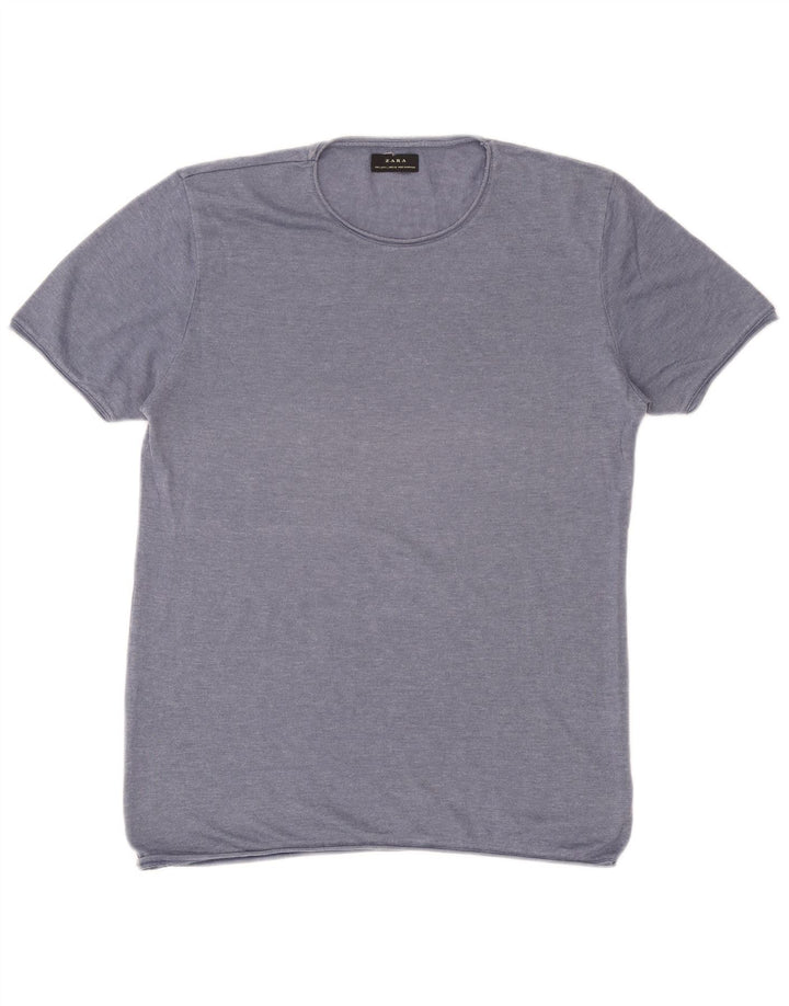 T-shirt uomo Zara Top Large in cotone blu