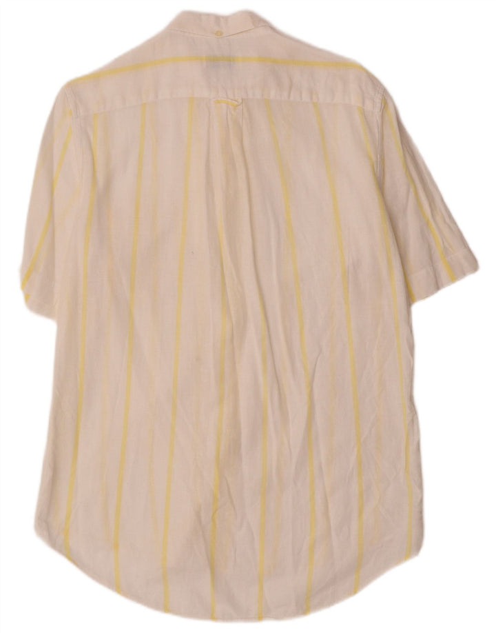 Camicia Uomo Manica Corta BENETTON Cotone Rigato Medio Bianco