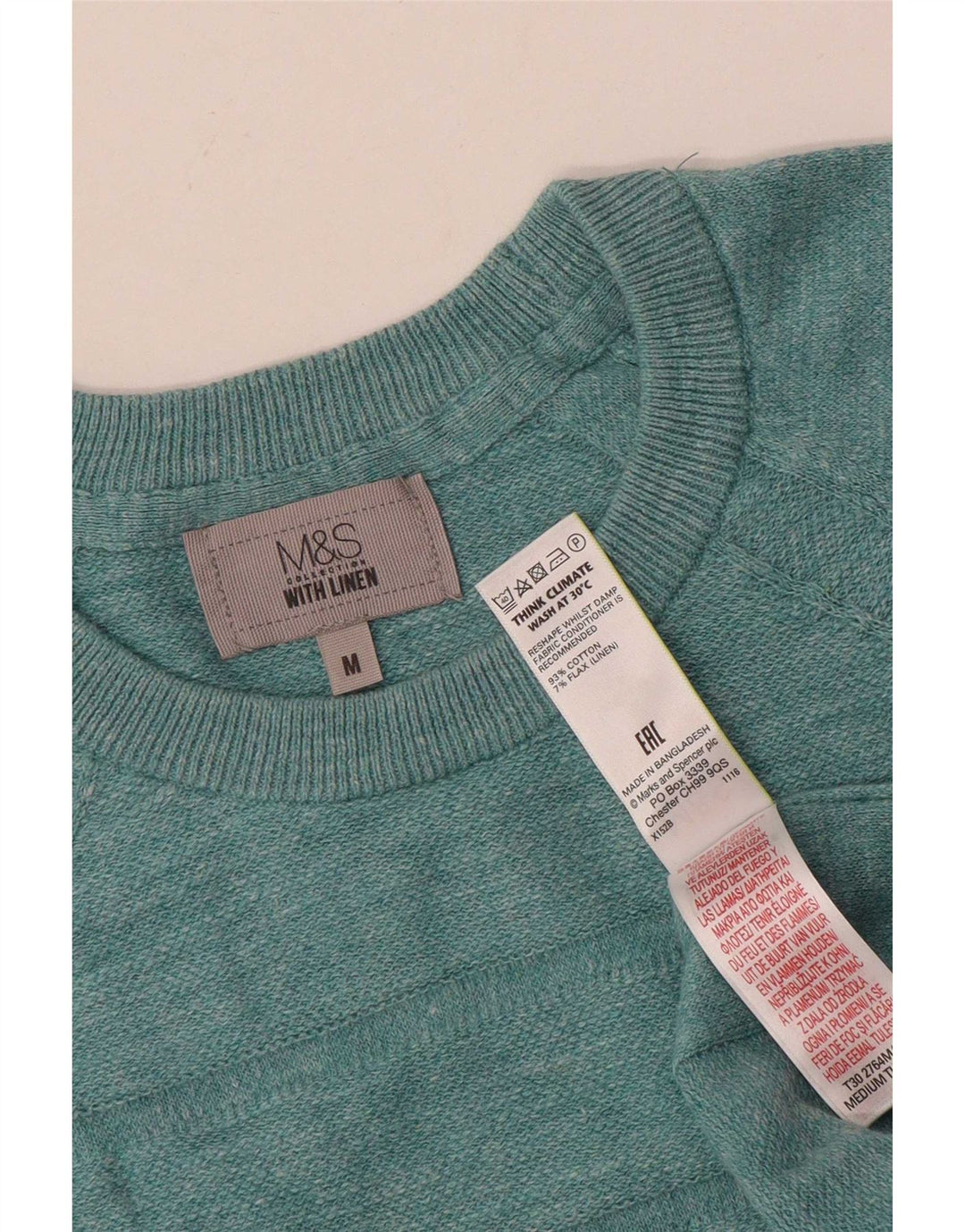 Maglione maglione girocollo da uomo Marks & Spencer in cotone verde medio