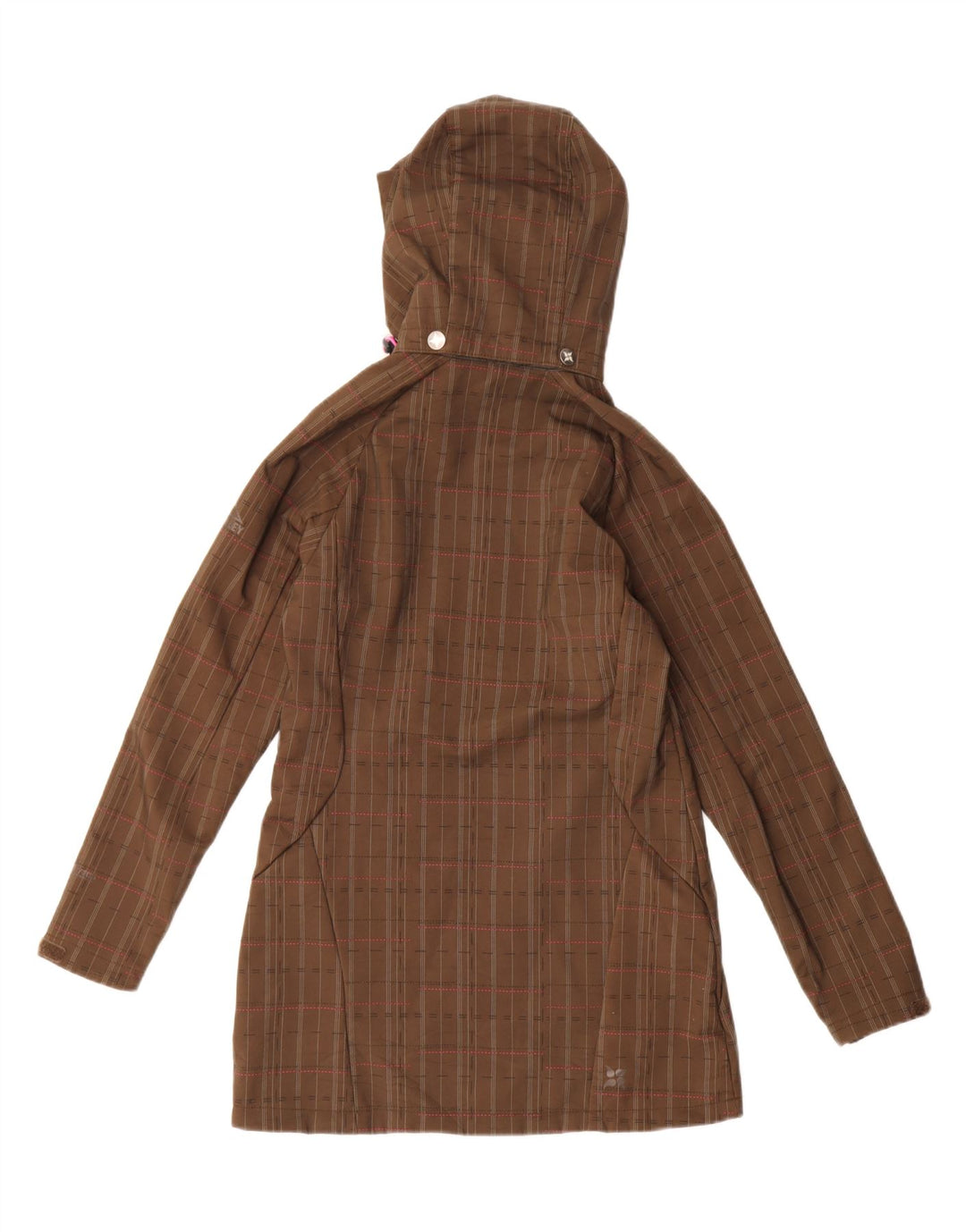MC KINLEY Giacca parka Sherpa da donna con cappuccio UK 10 piccolo quadretto marrone
