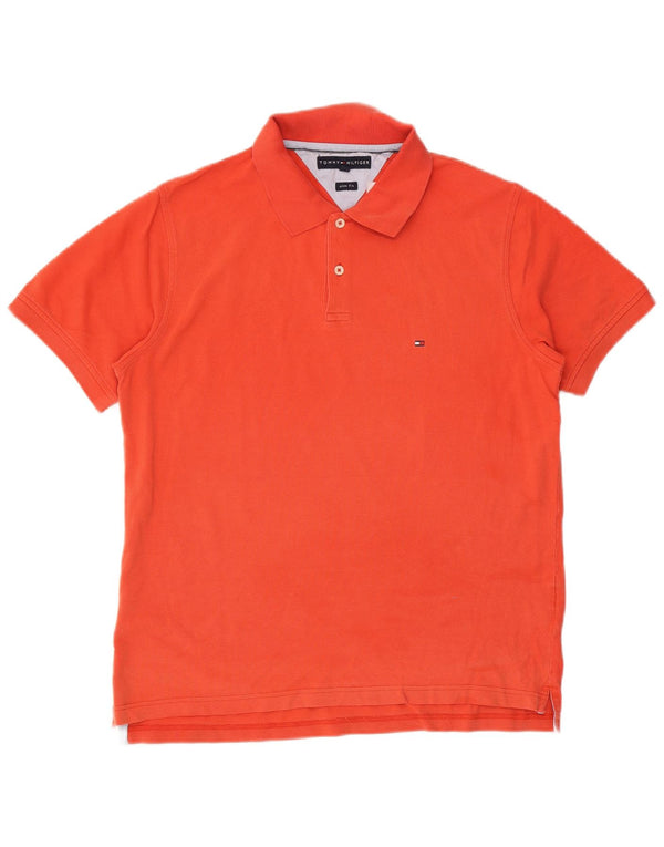 Polo slim fit da uomo Tommy Hilfiger XL in cotone arancione