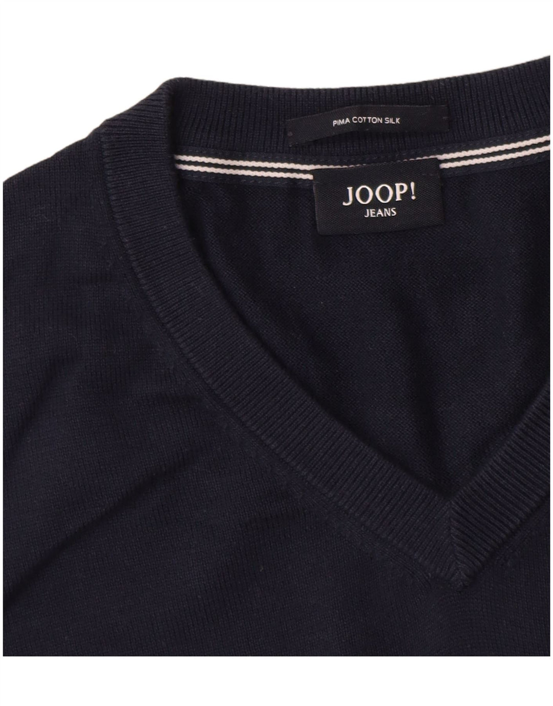 Joop Maglione da uomo con scollo a V grande in cotone blu navy