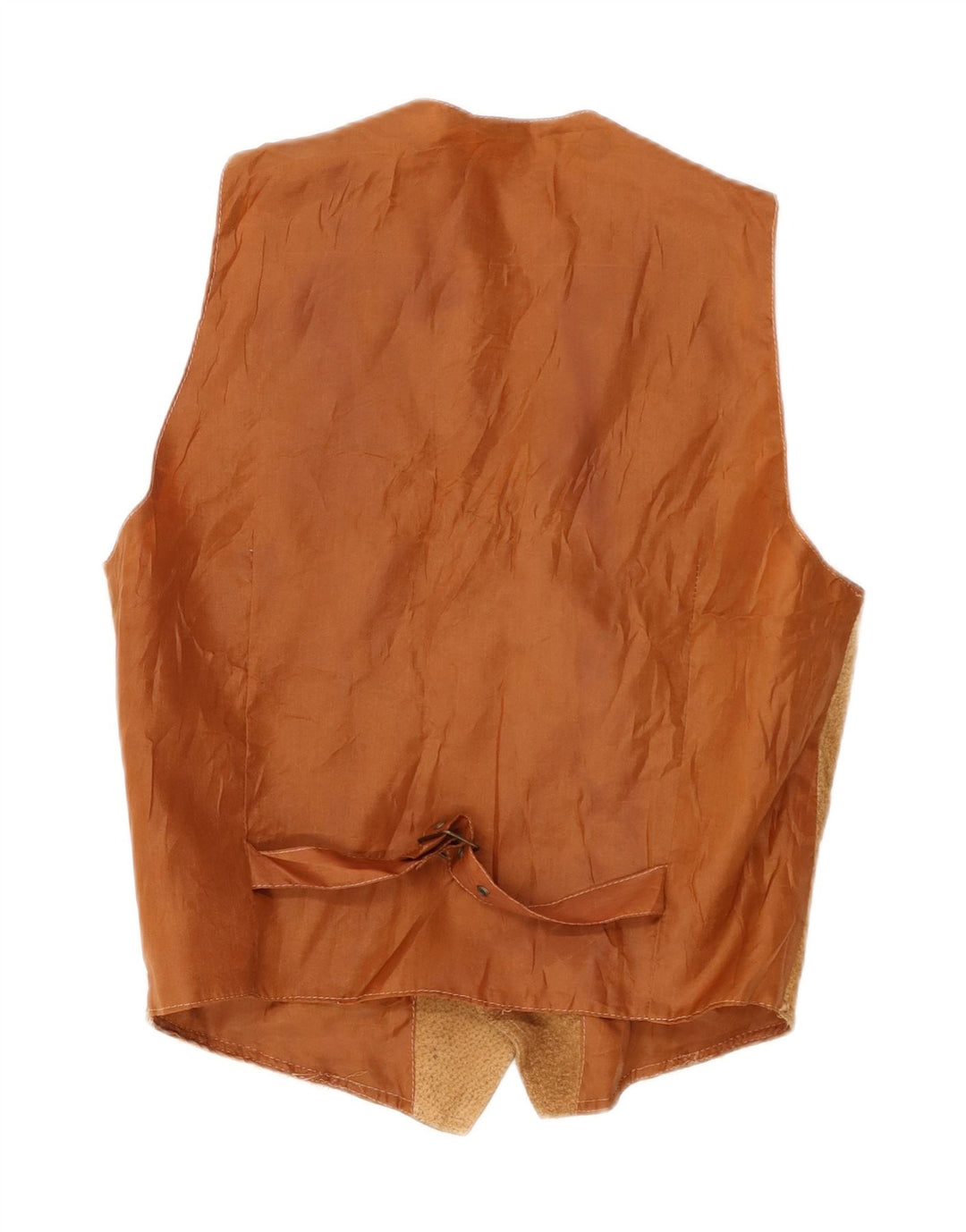 Gilet vintage da uomo in pelle scamosciata piccolo in pelle marrone