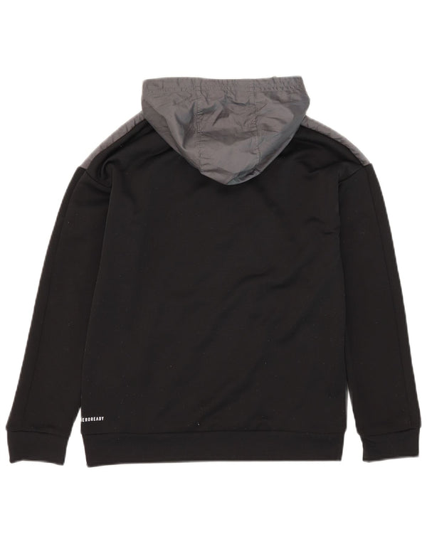 Maglione con cappuccio e zip Adidas Aeroready da ragazzo, 11-12 anni, color block nero
