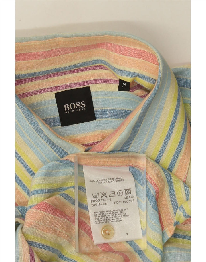 Camicia da uomo Hugo Boss Lino a righe multicolore medio