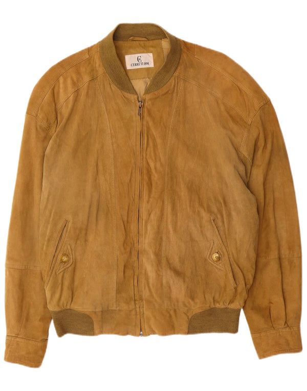 Cerruti 1881 Mens Suede Bomber Jacket IT 50 Large Brown
