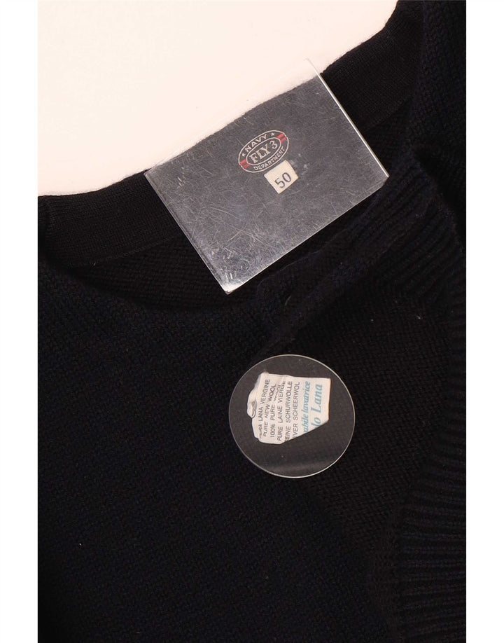 Maglione da uomo Fly 3 con collo abbottonato IT 50 medio in lana blu navy