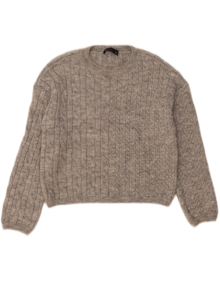 Maglione maglione girocollo corto da donna Marks & Spencer UK 10 piccolo grigio