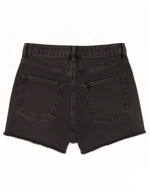 Topshop Pantaloncini di jeans mamma da donna UK 8 piccoli W24 cotone nero